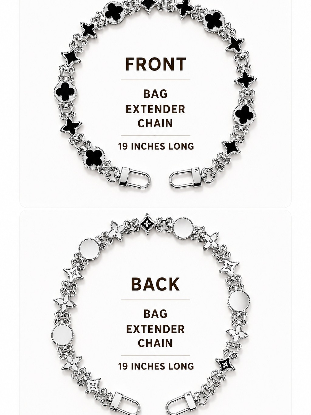 Black & Silver Bag Extender Chain - 19"